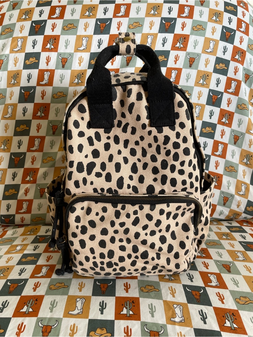 Universal Thread Beige and Black Spotted Mini Backpack